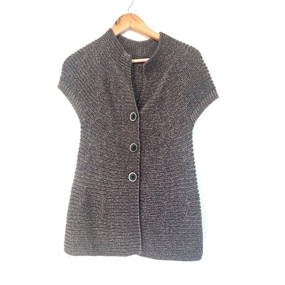 Adorable Boho Knit Sweater Vest with Big Buttons M - Picture 2 of 12